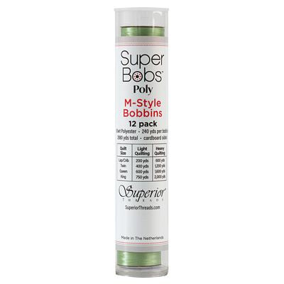 Superior Threads Super Bobs Poly 12pk M-Style-Light Green