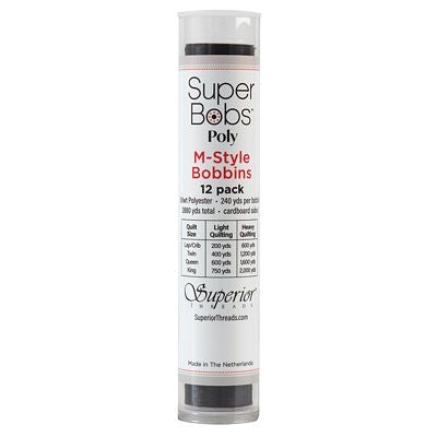 Superior Threads Super Bobs Poly 12pk M-Style-Black