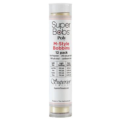 Superior Threads Super Bobs Poly 12pk M-Style-Ivory