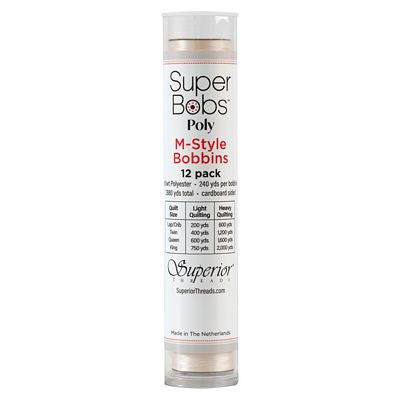 Superior Threads Super Bobs Poly 12pk M-Style-Off White