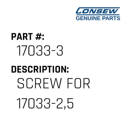 Screw For 17033-2,5 - Consew #17033-3
