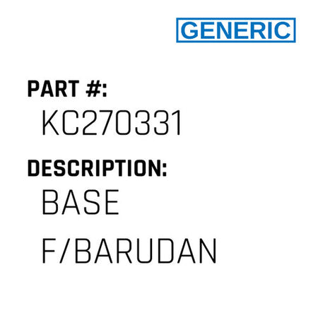 Base F/Barudan - Generic #KC270331