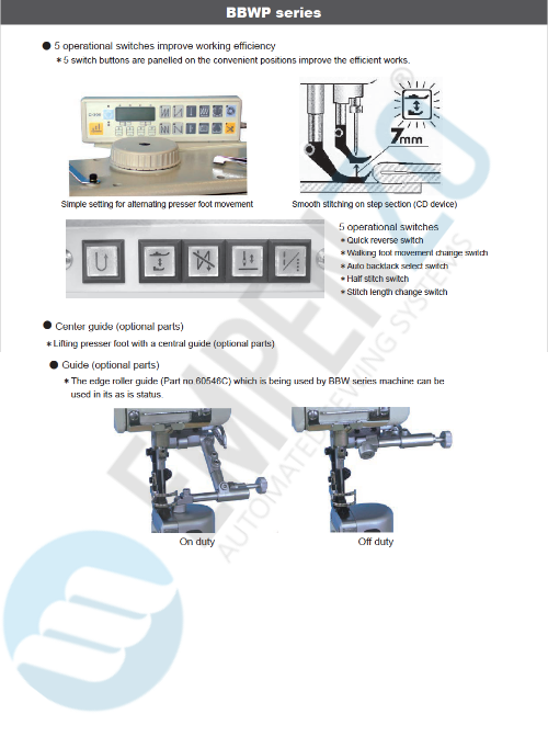 BBWP series Post Bed Sewing Machine High speed, Post bed, Compound feed and walking foot, Large vertical axis hook, Reverse stitch, Lockstitch machines. - Empenzo Automated Sewing Systems