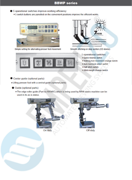 BBWP series Post Bed Sewing Machine High speed, Post bed, Compound feed and walking foot, Large vertical axis hook, Reverse stitch, Lockstitch machines. - Empenzo Automated Sewing Systems