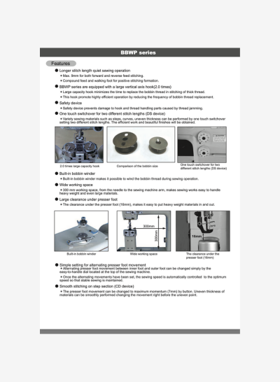 Seiko BBWP-28BL Post-Bed Walking Foot Industrial Sewing Machine