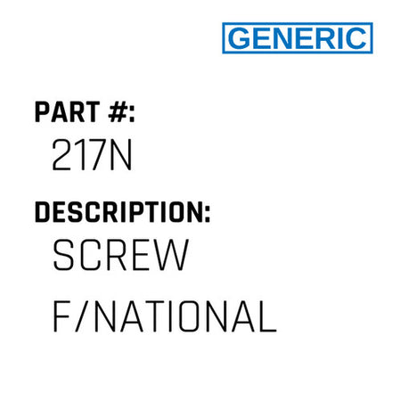 Screw F/National - Generic #217N
