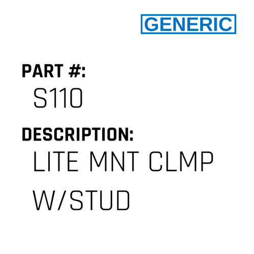 Lite Mnt Clmp W/Stud - Generic #S110