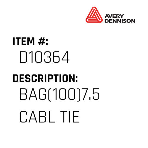 Bag(100)7.5 Cabl Tie - Avery-Dennison #D10364