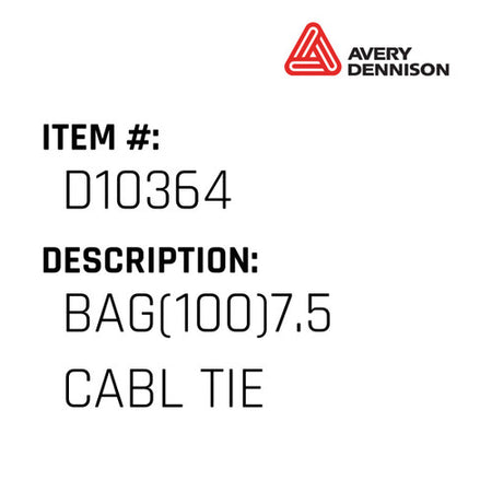Bag(100)7.5 Cabl Tie - Avery-Dennison #D10364
