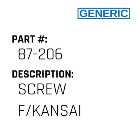 Screw F/Kansai - Generic #87-206