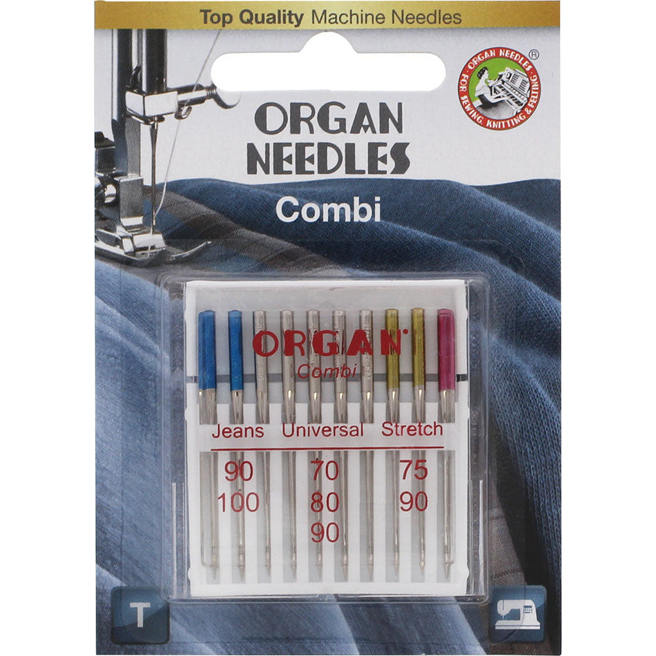 10pk Organ Needles Combi - Assorted 70-100