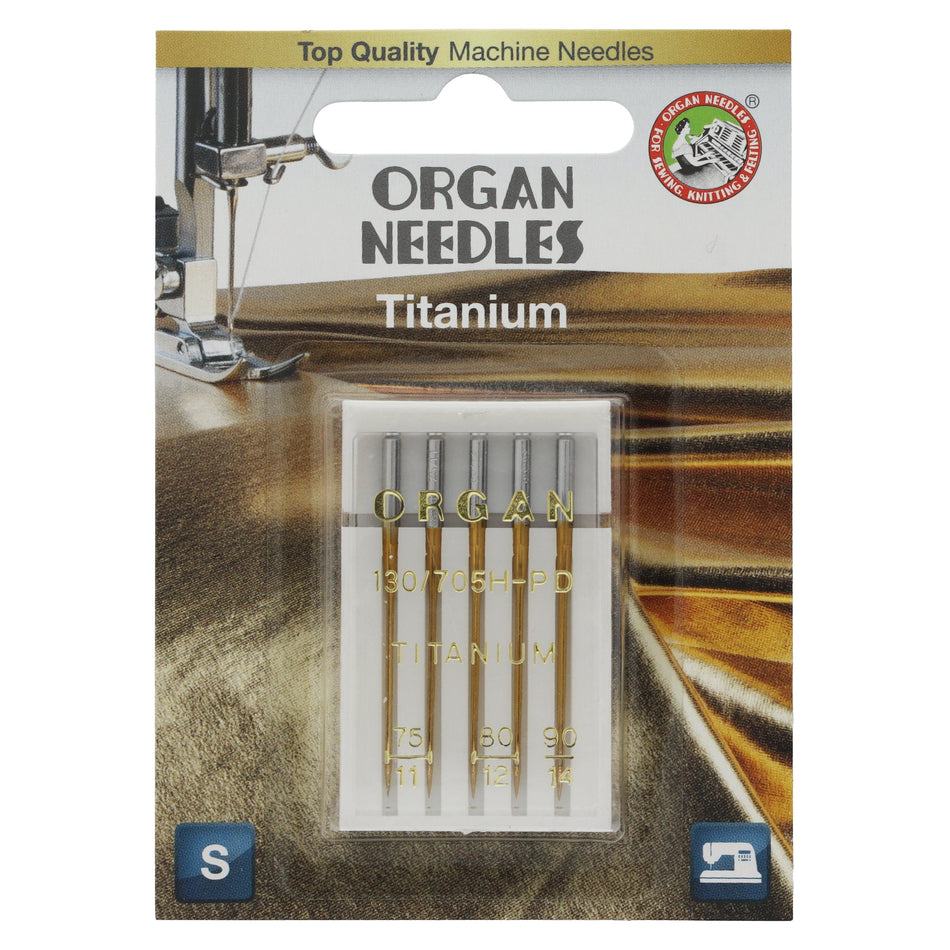 5pk Organ Titanium Needles (130/705H) - Assorted Sizes 75-90