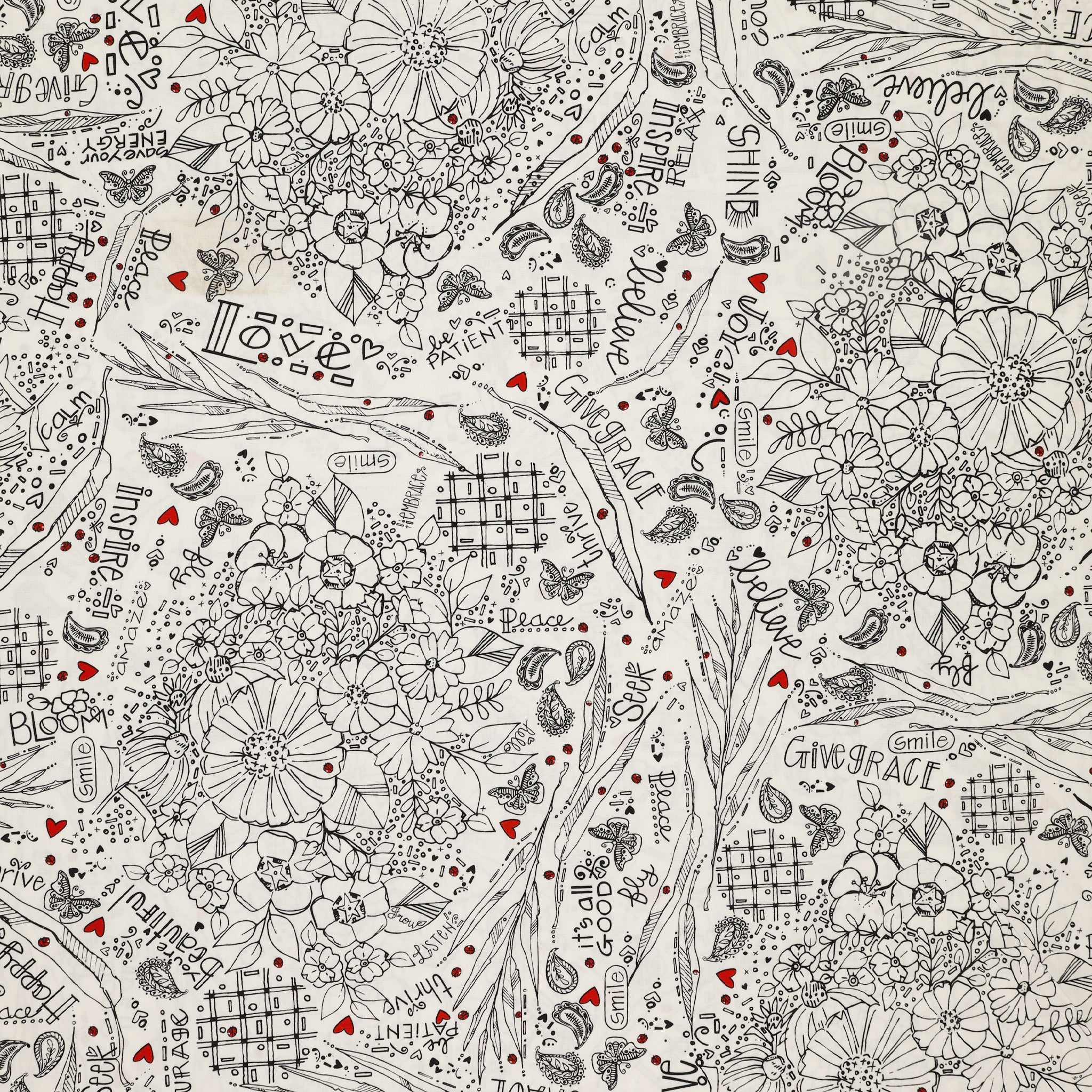 Blooming Doodles Ivory 108" Wide Quilt Backing