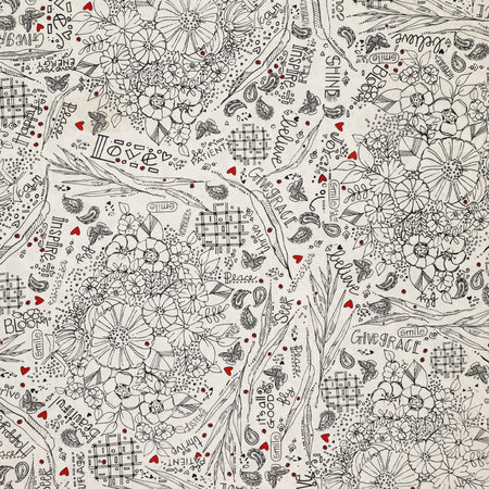 Blooming Doodles Ivory 108" Wide Quilt Backing