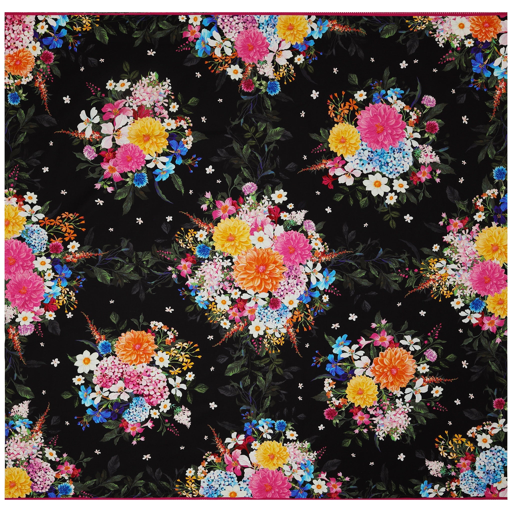 Midnight Blooms Fabric Collection - Whimsical Garden Black Panel