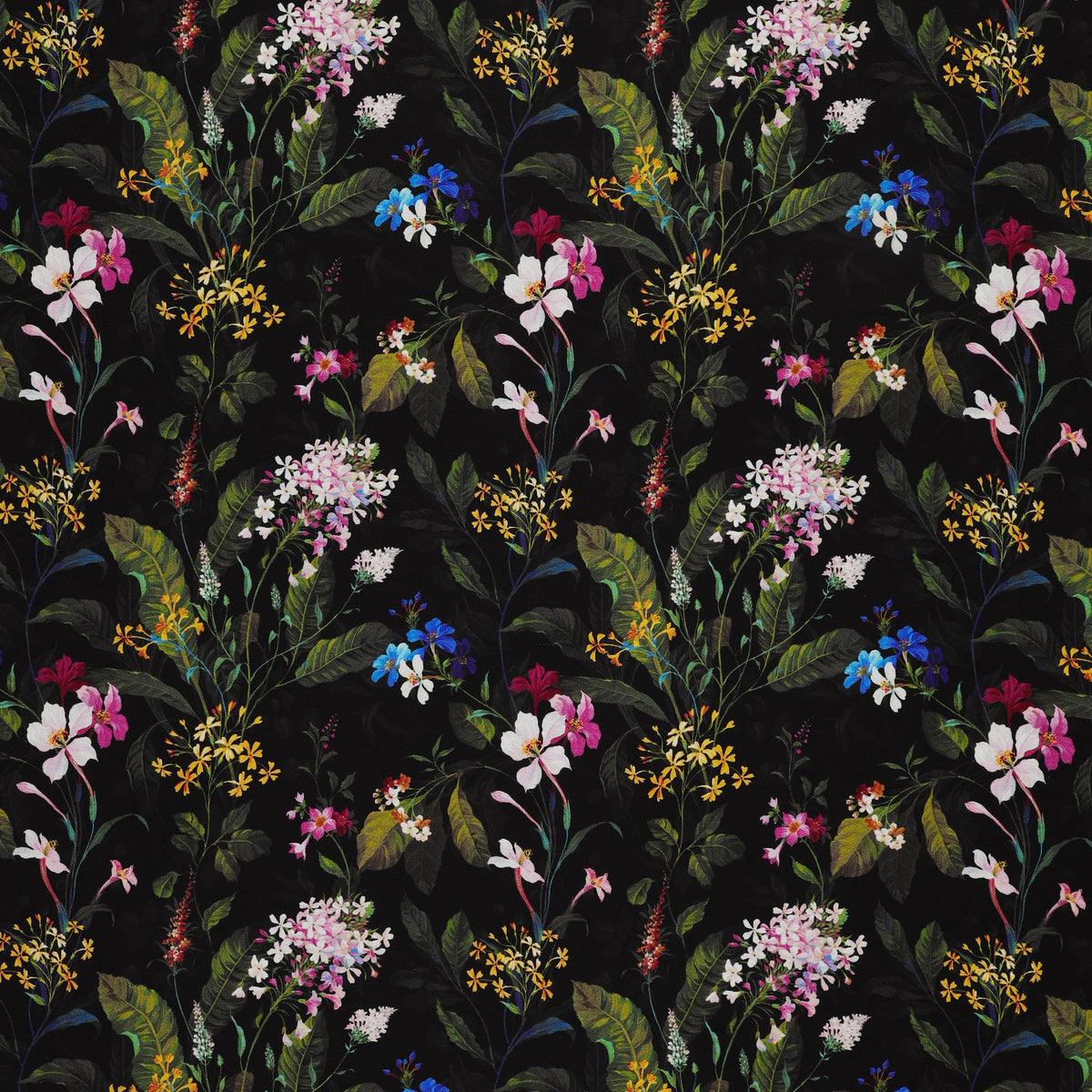 Midnight Blooms Fabric Collection - Moody Blooms Black