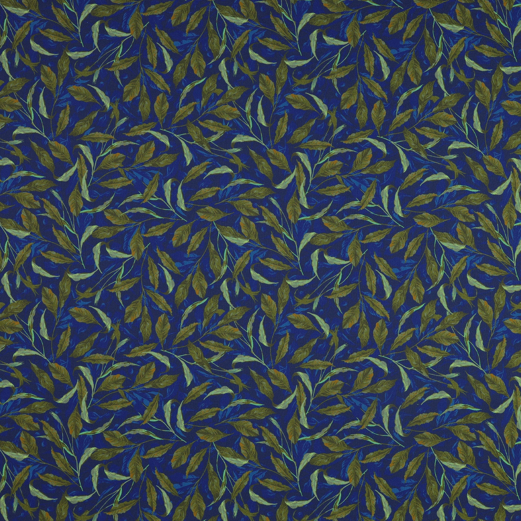 Midnight Blooms Fabric Collection - Greenery Royal