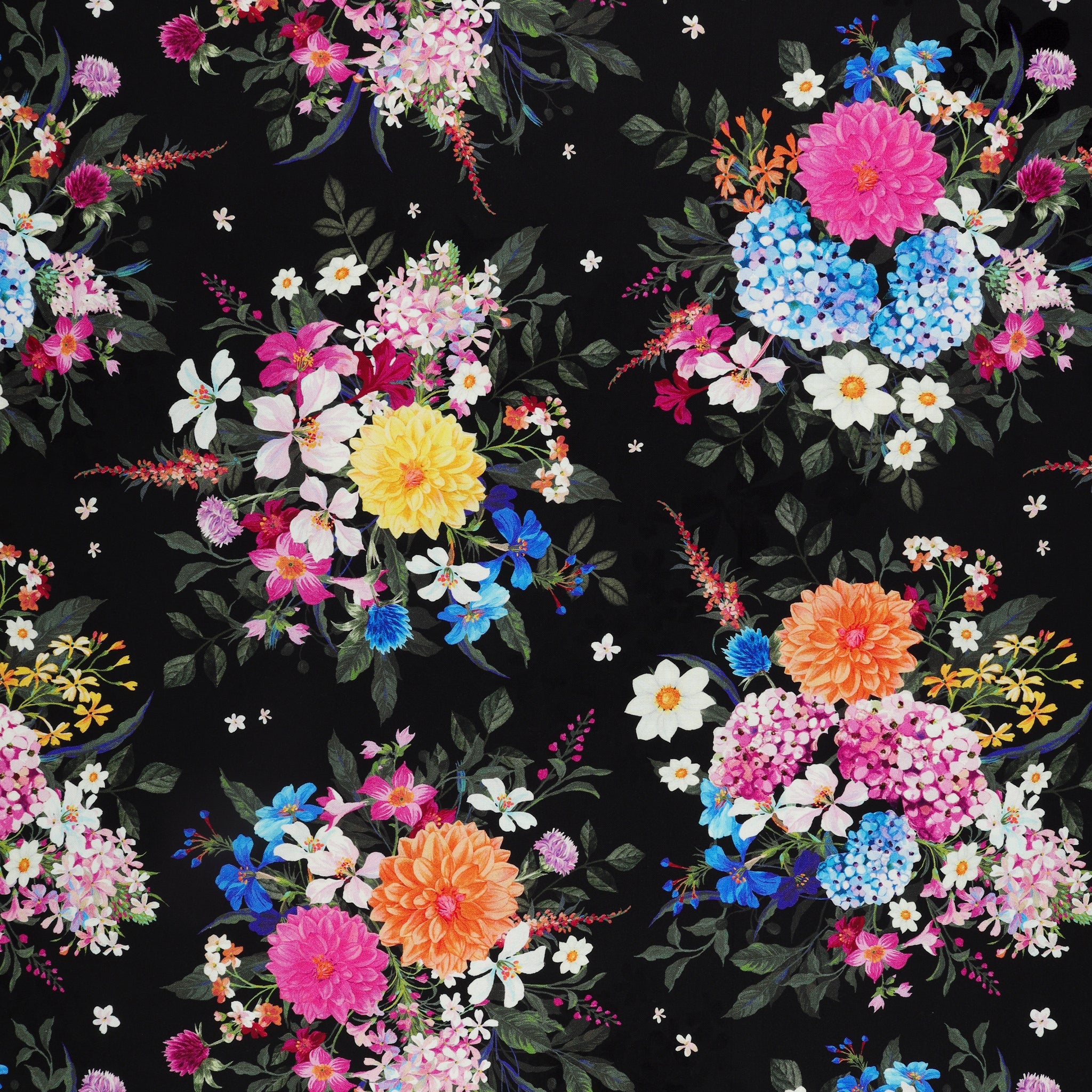 Midnight Blooms Fabric Collection - Bountiful Bouquets Black
