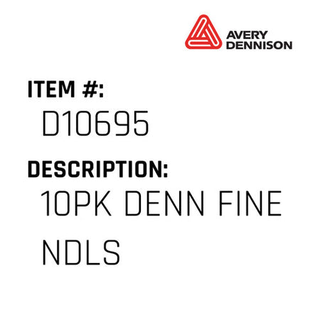 10Pk Denn Fine Ndls - Avery-Dennison #D10695