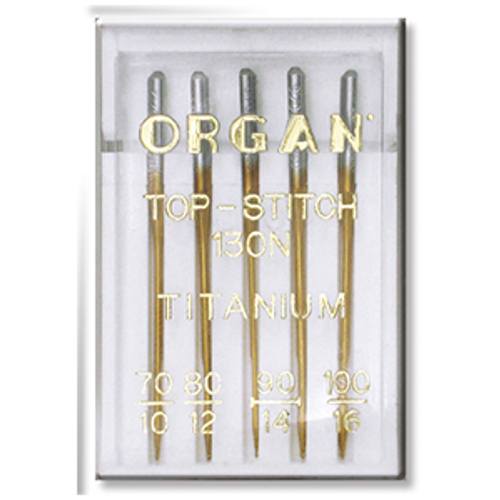 5pk Organ Titanium Top-Stitch Needles (130N)