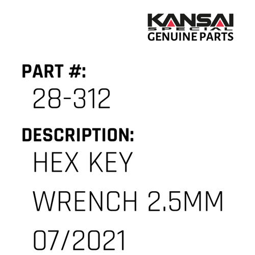 Hex Key Wrench 2.5Mm 07/2021 - Kansai Special #28-312