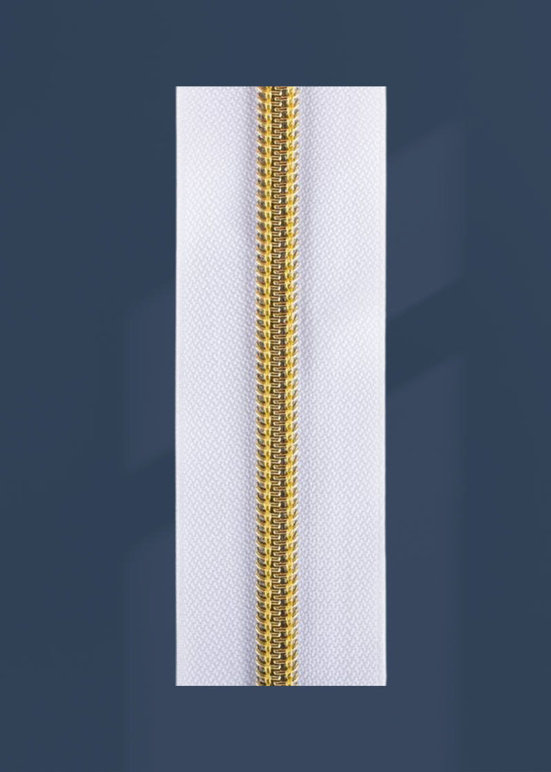 #5 Gold Metallic Nylon Coil Continuous Zipper Roll