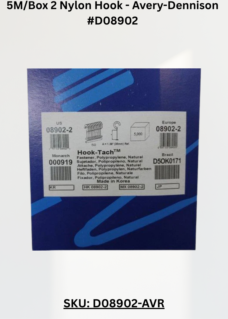 5M/Box 2 Nylon Hook - Avery-Dennison #D08902
