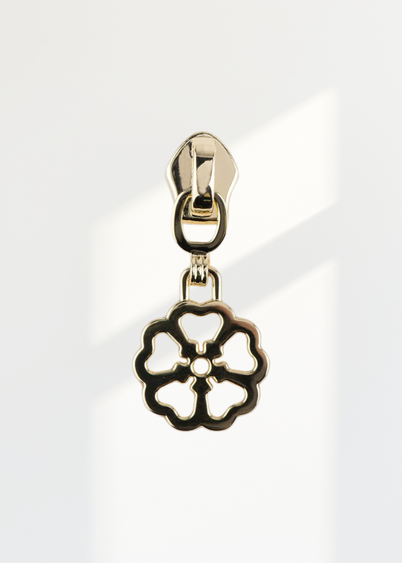 #5 Metallic Nylon Flower Zipper Pulls