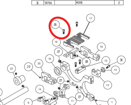 M3X6 Screw For KM 921, KM 921 AR Agm Special Automatic Straight/Curved Waistband Machine - Empenzo Automated Sewing Systems