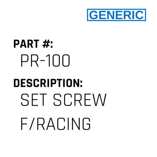 Set Screw F/Racing - Generic #PR-100