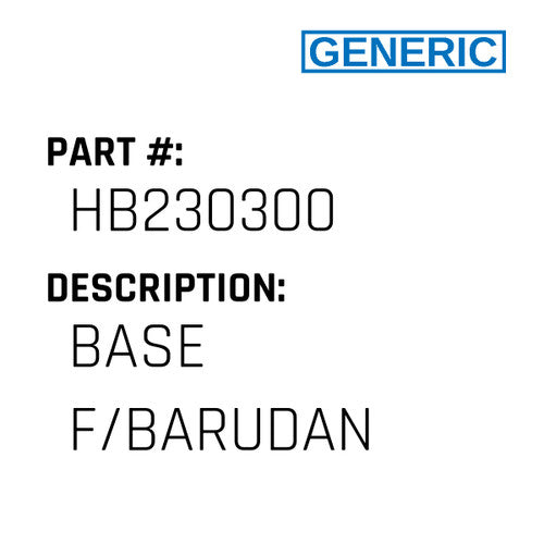 Base F/Barudan - Generic #HB230300