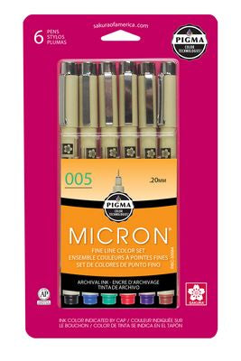 Micron Pen 6 Color Set 005 .20mm