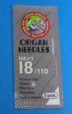 Organ Needle Flat Shank 15x1 Size 18/110 Package/5