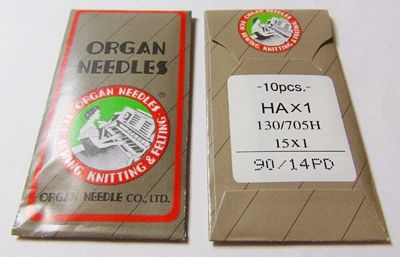 Organ Flat Shank 15x1PD Titanium size 90/14 10/pkg