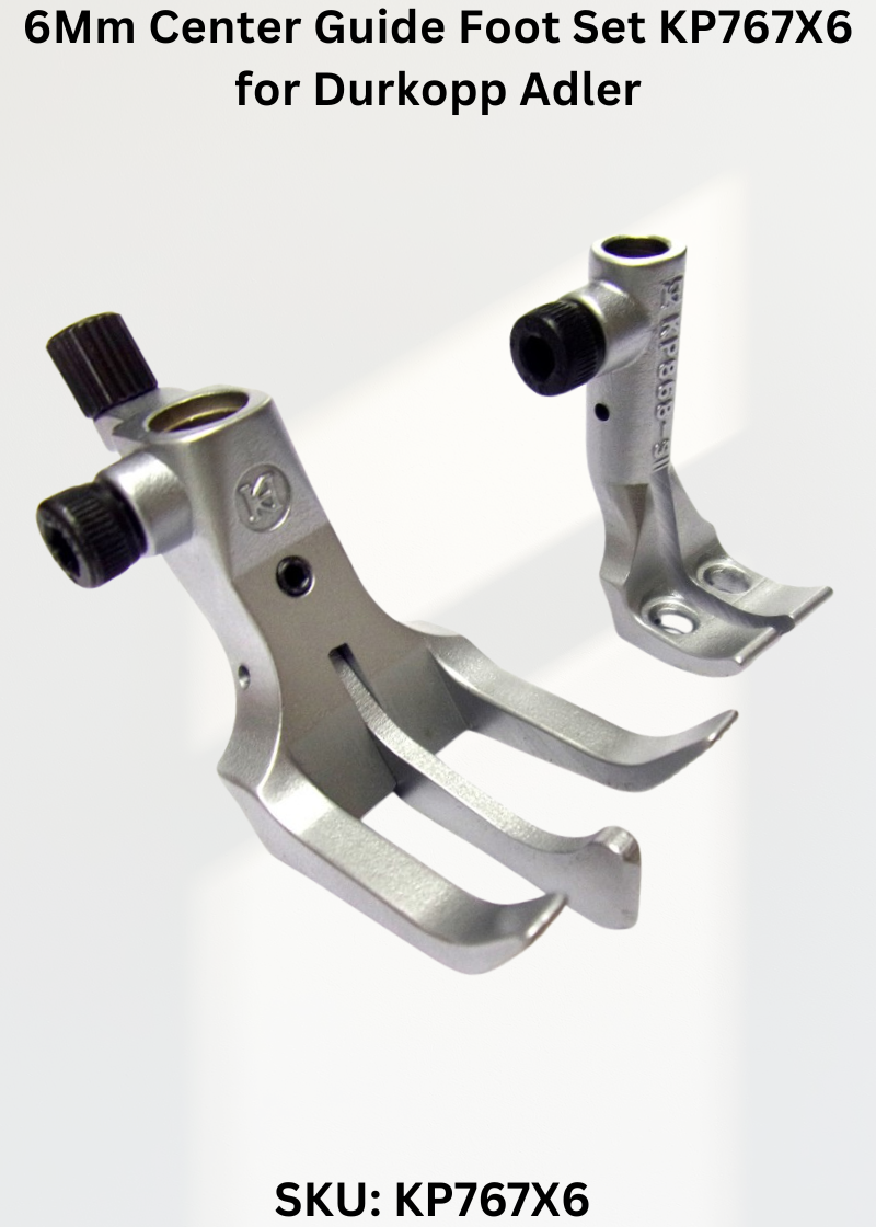 6Mm Center Guide Foot Set KP767X6 for Durkopp Adler 367, 467, 767 Sewing Machines