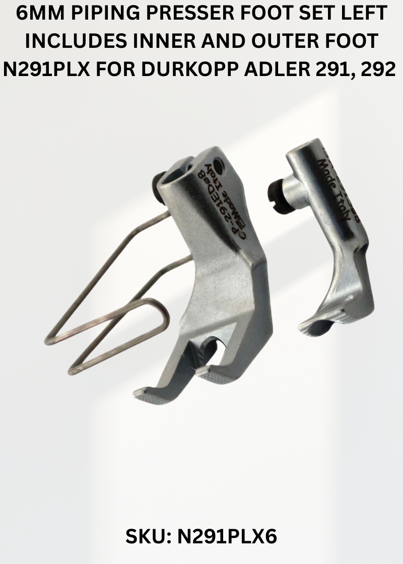 6Mm Piping Presser Foot Set Left Includes Inner And Outer Foot N291PlX for Durkopp Adler 291, 292 and Durkopp Adler N291 Sewing Machines