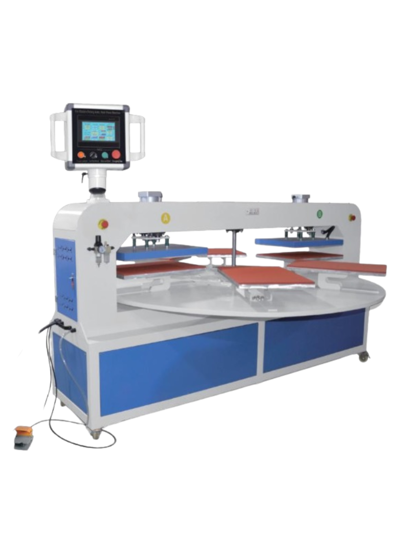 6 Station Automatic Heat Press Machine | Double Heat Turntable Industrial Press