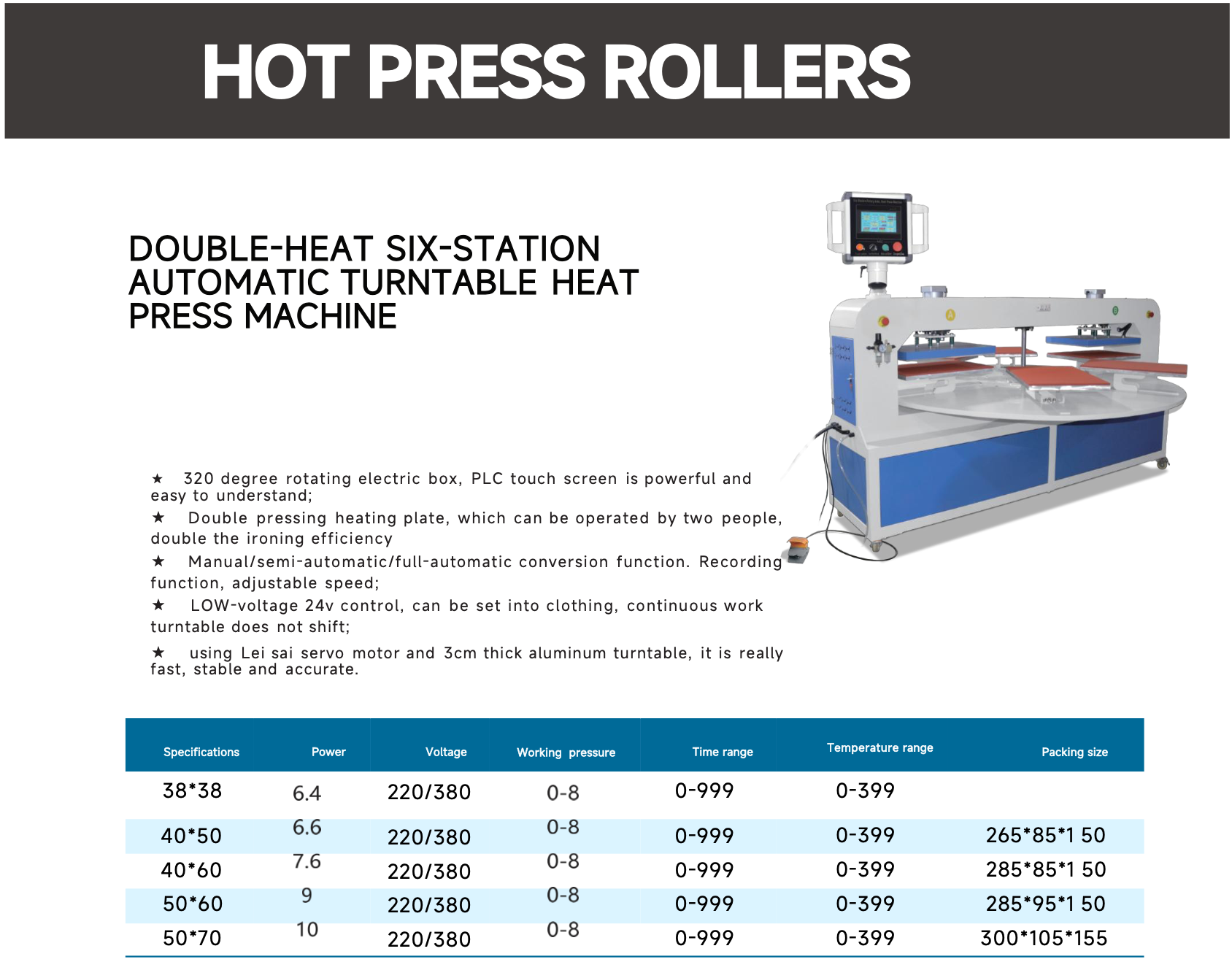 6 Station Automatic Heat Press Machine | Double Heat Turntable Industrial Press