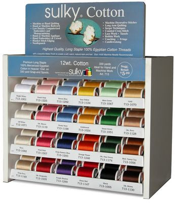 Sulky Solid Cotton 12wt Displ with 24 colors