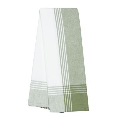 Dunroven House McLeod Tea Towel White Background with Sage Border