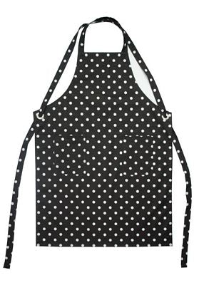 Dunroven House Apron, Polka Dot Black White