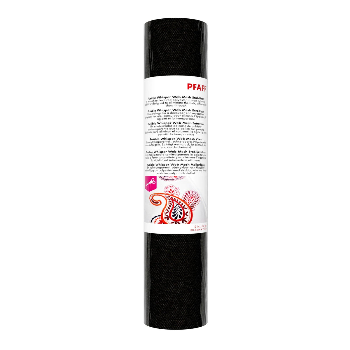 Pfaff Fusible Black Whisper Web Mesh Stabilizer - 12" X 10yds