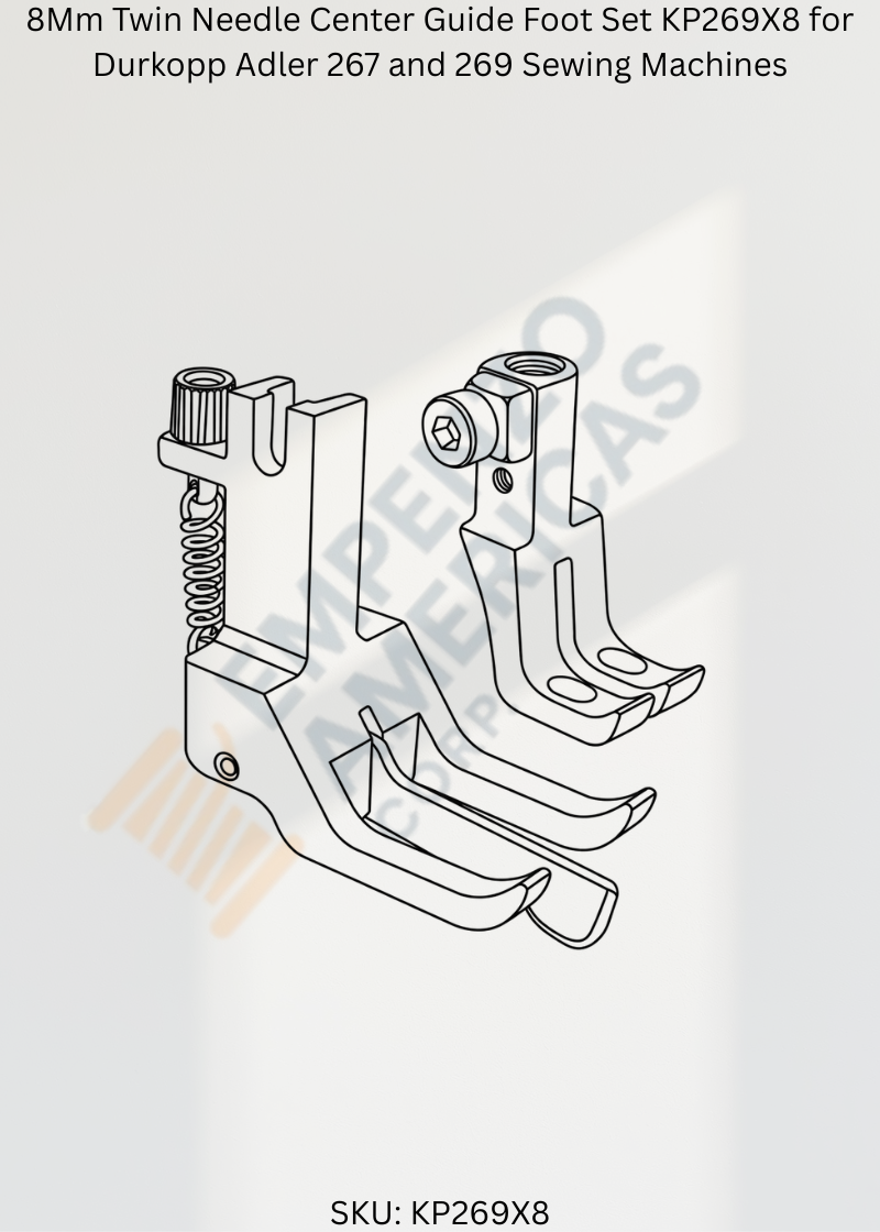 KP269X8 8mm Twin Needle Center Guide Foot Set for Durkopp Adler 267 268 269