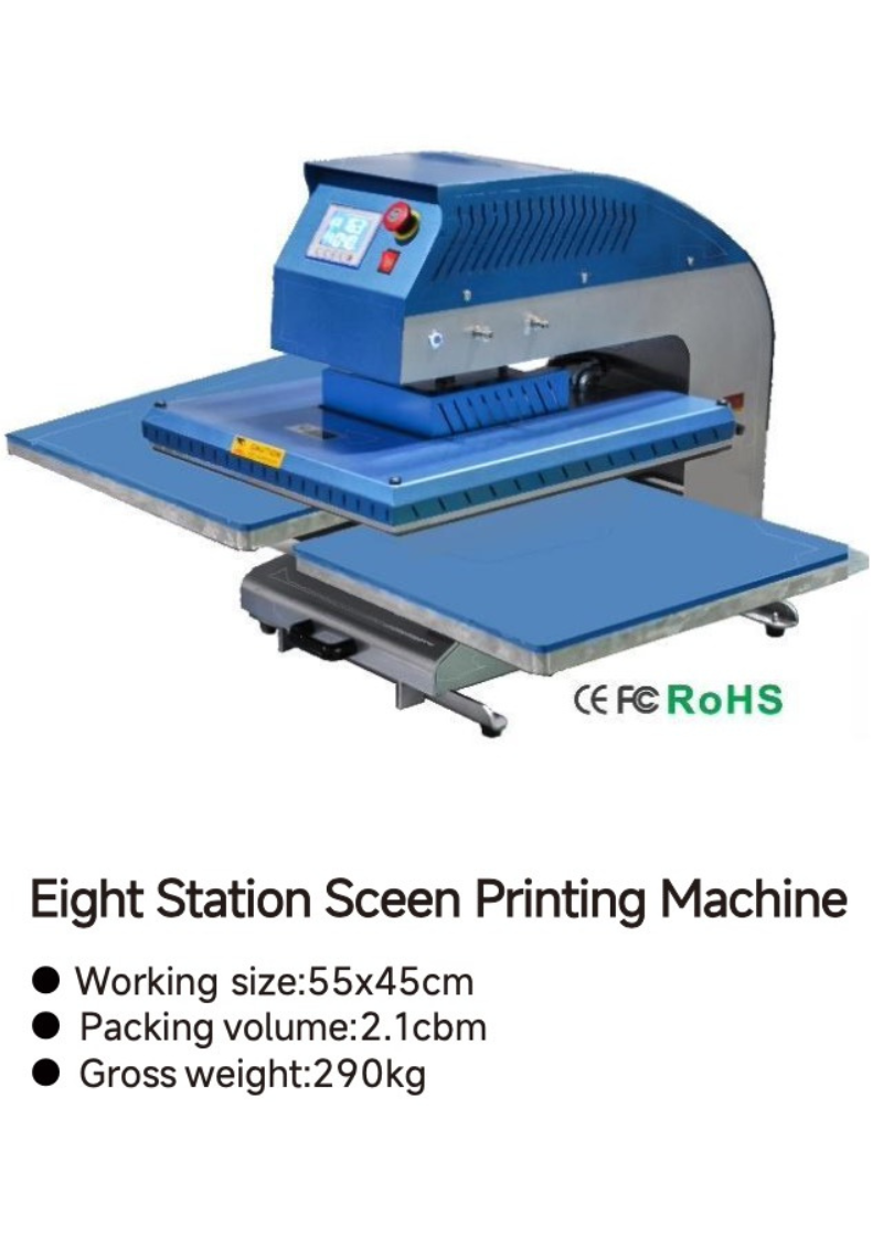 8 Station Screen Printing Machine – Industrial T-Shirt Printing Press