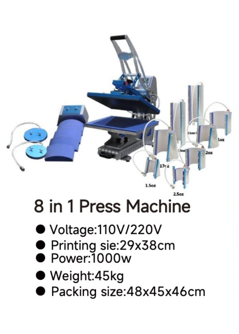 8 in 1 Heat Press Machine – Multi-Function Sublimation Press