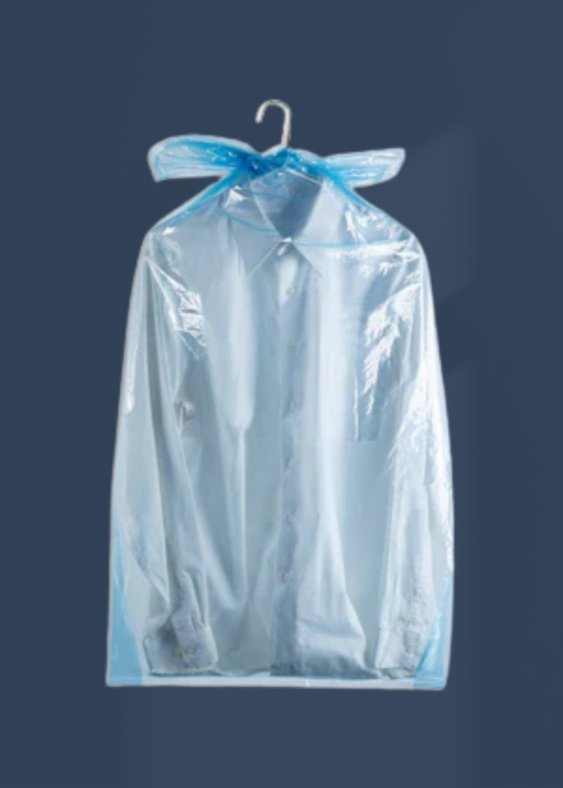 .8 mil. Regular Perforated Cedar Garment Bags - 21" x 4" x  46" - 100/Box - Blue Tinted