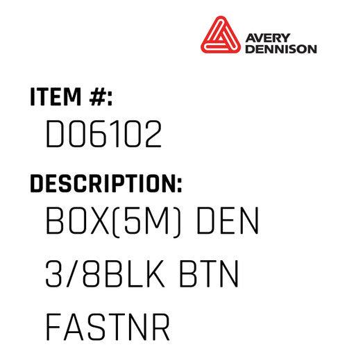 Box(5M) Den 3/8Blk Btn Fastnr - Avery-Dennison #D06102