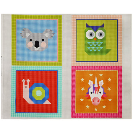 Animal Alphabet Fabric Collection - Four Animals Panel