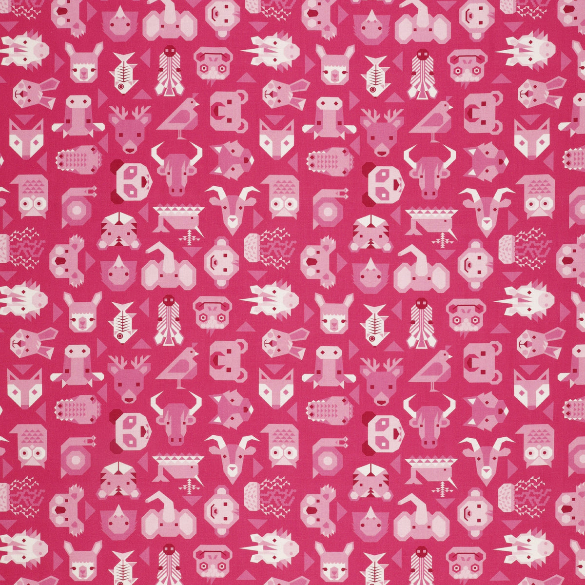 Animal Alphabet Fabric Collection - Animals Bright Pink