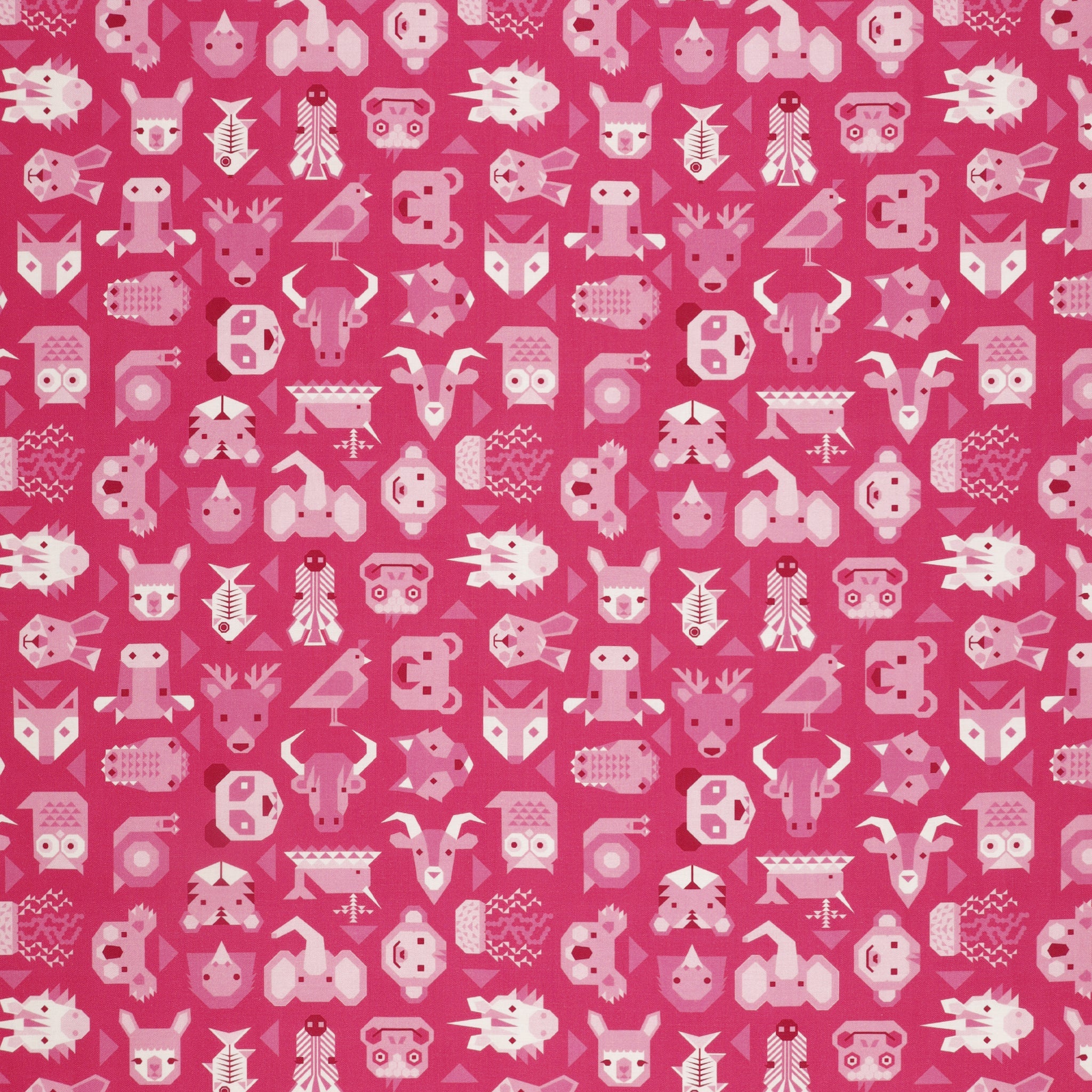 Animal Alphabet Fabric Collection - Animals Bright Pink